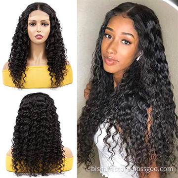 BIS Brazilian 100%  Human Hair 150 density 4*4 Water Wave Lace  Front Wigs  28 Inch Lace Closure Wigs Prepluck Natural Wet Wig